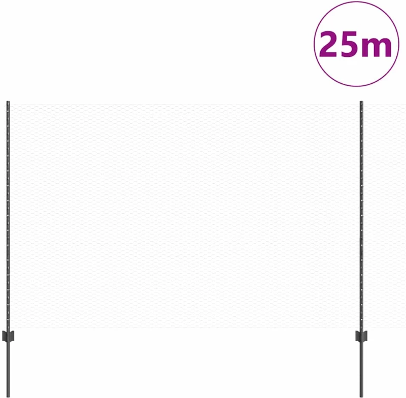 vidaXL Φράχτης με Στήλες. Γκρι 1.6 x 25 m Ατσάλι