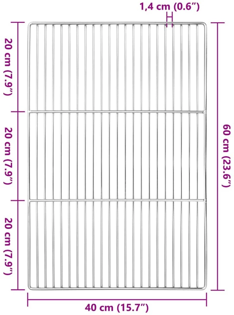 vidaXL Σχάρα ψησίματος Ασημί 60 x 40 cm Ανοξείδωτο ατσάλι