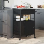 vidaXL Καρότσι Κουζίνας Μαύρη Οξυά 56 x 43 x 89.5 εκ