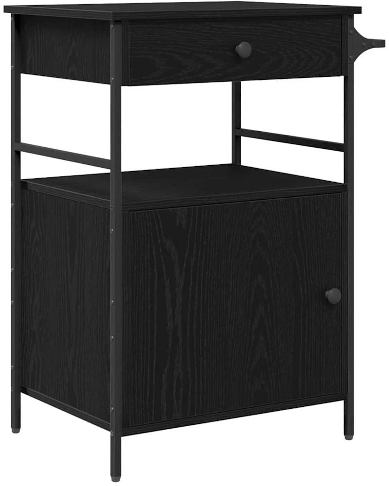 vidaXL Καρότσι Κουζίνας Μαύρη Οξυά 56 x 43 x 89.5 εκ