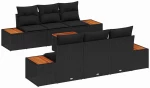 vidaXL Σετ Καναπέ Κήπου με μαξιλάρι 7 pcs Μαύρο Πολυ ράταν