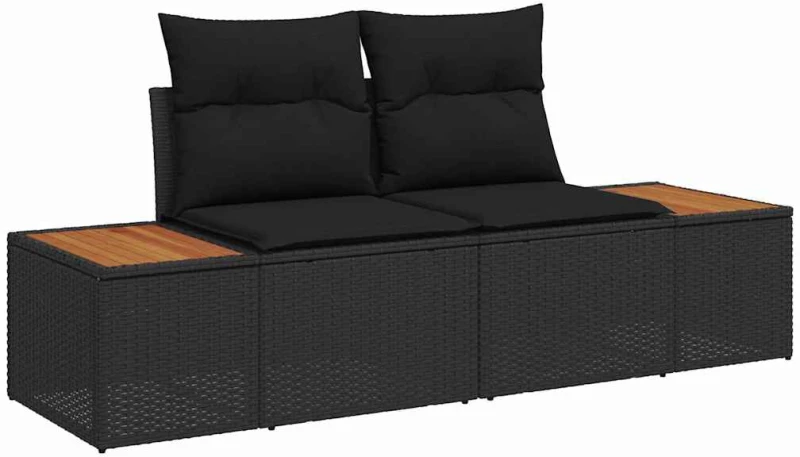 vidaXL Σετ Καναπέ Κήπου με μαξιλάρι 7 pcs Μαύρο Πολυ ράταν