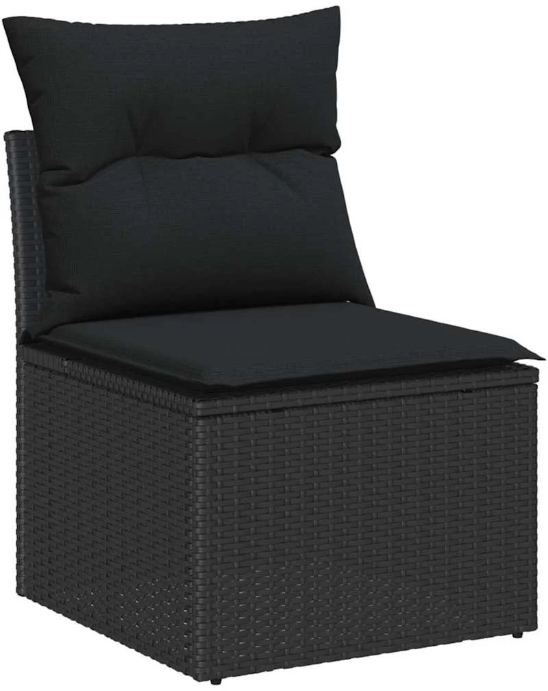 vidaXL Σετ Καναπέ Κήπου με μαξιλάρι 7 pcs Μαύρο Πολυ ράταν