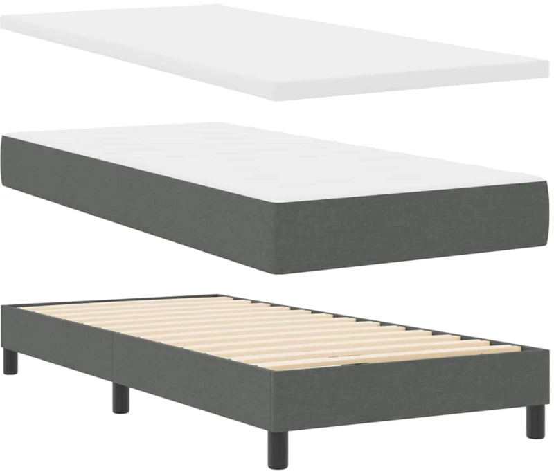 vidaXL Κρεβάτι box spring με στρώμα με στρώμα Σκούρο γκρι 160 x 200 cm