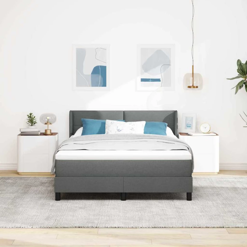 vidaXL Κρεβάτι box spring με στρώμα με στρώμα Σκούρο γκρι 160 x 200 cm