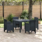 vidaXL Σέτ φαγητού για κήπο 5 pcs Ανθρακί Rattan Polt