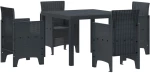 vidaXL Σέτ φαγητού για κήπο 5 pcs Ανθρακί Rattan Polt