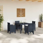 vidaXL Σέτ φαγητού για κήπο 5 pcs Ανθρακί Rattan Polt