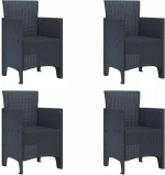 vidaXL Σέτ φαγητού για κήπο 5 pcs Ανθρακί Rattan Polt