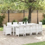 vidaXL Σέτ φαγητού για κήπο 11 pcs Λευκό Rattan Polt
