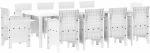 vidaXL Σέτ φαγητού για κήπο 11 pcs Λευκό Rattan Polt