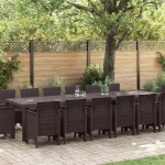vidaXL Σέτ φαγητού για κήπο 15 pcs Καφέ Rattan Polt