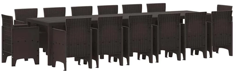 vidaXL Σέτ φαγητού για κήπο 15 pcs Καφέ Rattan Polt