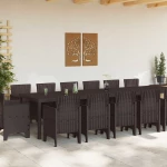 vidaXL Σέτ φαγητού για κήπο 15 pcs Καφέ Rattan Polt