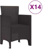 vidaXL Σέτ φαγητού για κήπο 15 pcs Καφέ Rattan Polt