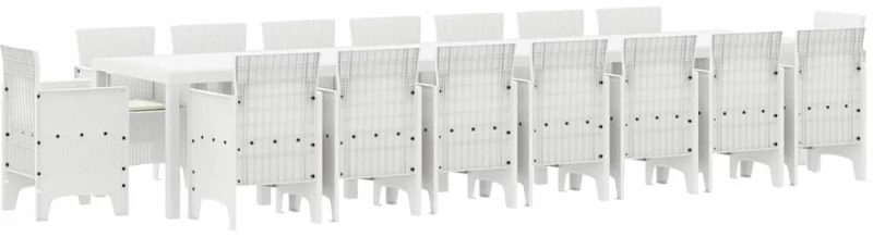 vidaXL Σέτ φαγητού για κήπο 17 pcs Λευκό Rattan Polt