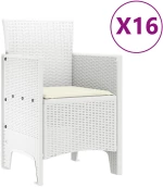 vidaXL Σέτ φαγητού για κήπο 17 pcs Λευκό Rattan Polt