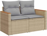 vidaXL Σετ Καναπέ Κήπου με μαξιλάρι 13 pcs Μπεζ Πολυ ράταν