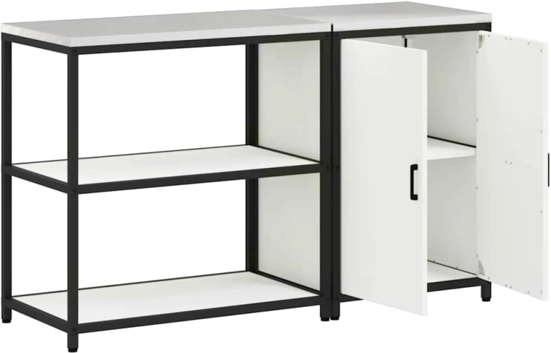 vidaXL Σετ Αποθήκευσης Κουζίνας με ράφι 2 pcs Λευκό 150 x 50 x 92 εκ.