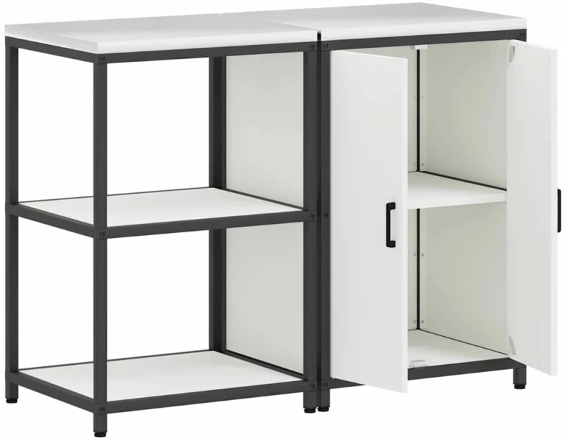 vidaXL Σετ Αποθήκευσης Κουζίνας με ράφι 2 pcs Λευκό 120 x 50 x 92 εκ.