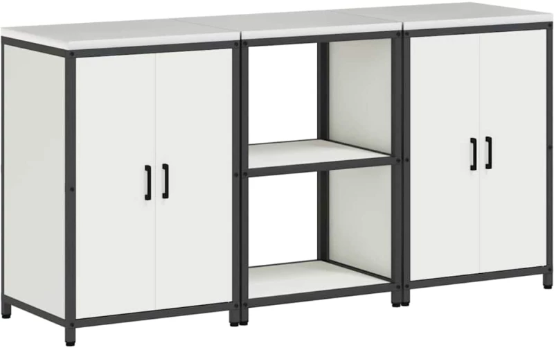 vidaXL Σετ Αποθήκευσης Κουζίνας με ράφι 3 pcs Λευκό 180 x 50 x 92 εκ.