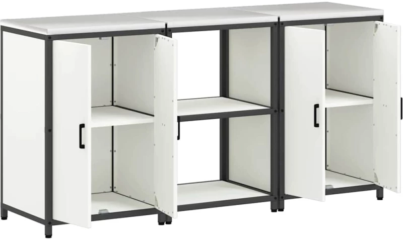 vidaXL Σετ Αποθήκευσης Κουζίνας με ράφι 3 pcs Λευκό 180 x 50 x 92 εκ.