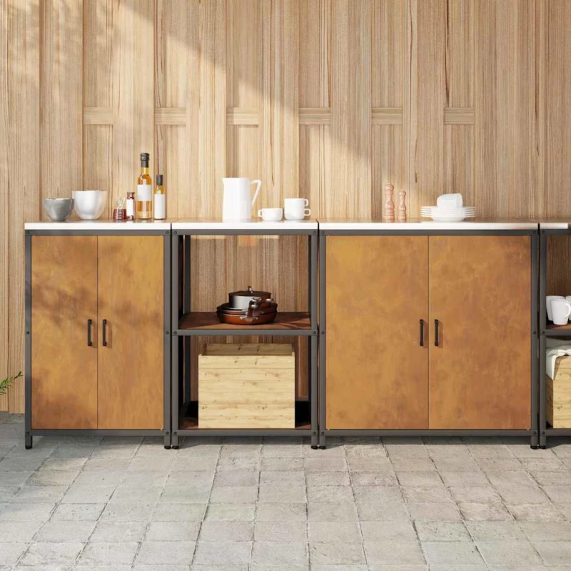 vidaXL Σετ Αποθήκευσης Κουζίνας Άλλο 3 pcs Σκ rusty 210 x 50 x 92 εκ