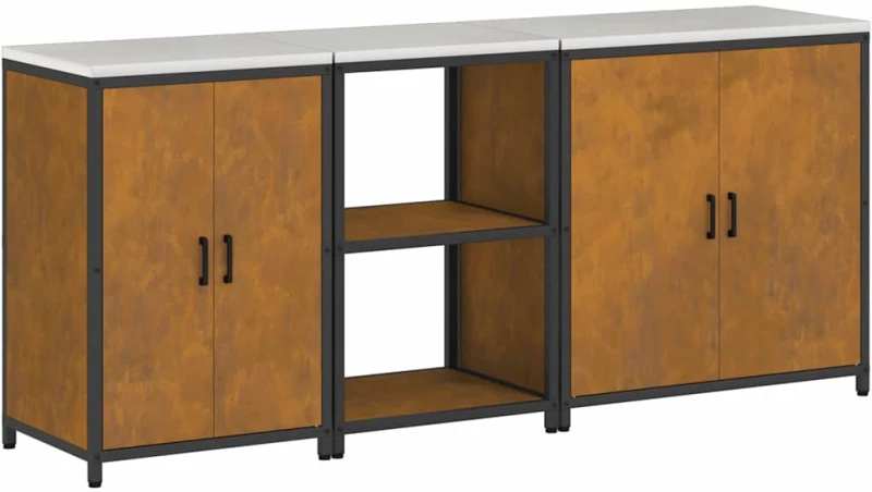vidaXL Σετ Αποθήκευσης Κουζίνας Άλλο 3 pcs Σκ rusty 210 x 50 x 92 εκ
