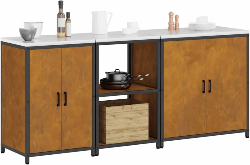 vidaXL Σετ Αποθήκευσης Κουζίνας Άλλο 3 pcs Σκ rusty 210 x 50 x 92 εκ