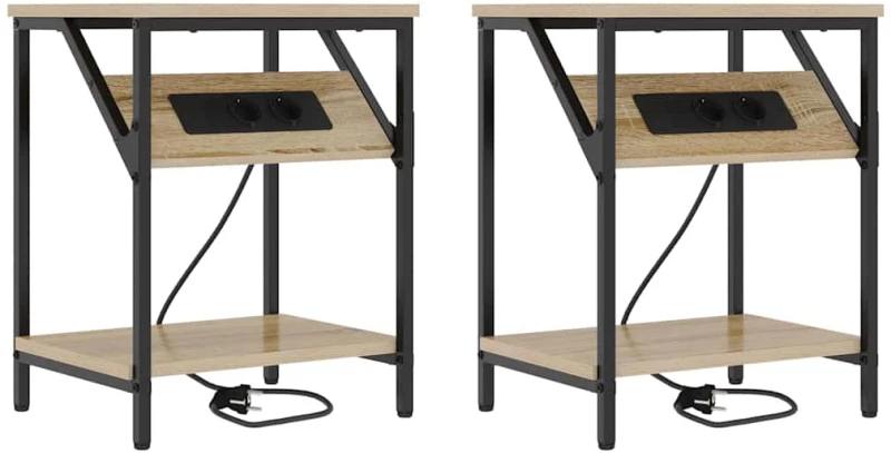 vidaXL Κομοδίνο 2 pcs Sonoma Δρυς 38 x 30 x 48 εκ. Επεξεργασμένο ξύλο