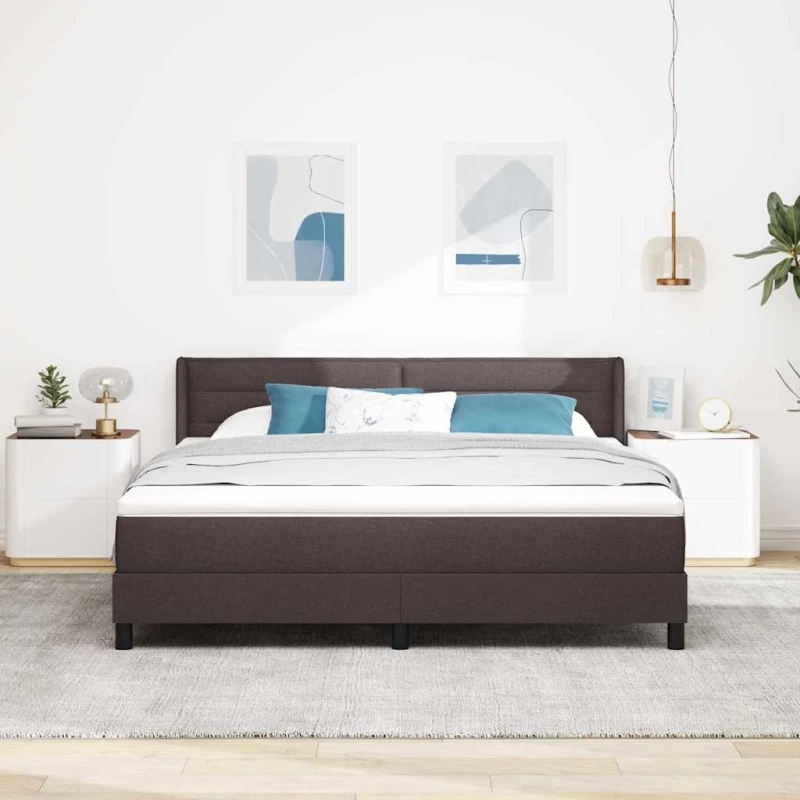 vidaXL Κρεβάτι box spring με στρώμα με στρώμα Σκούρο Καφέ 180 x 200 cm