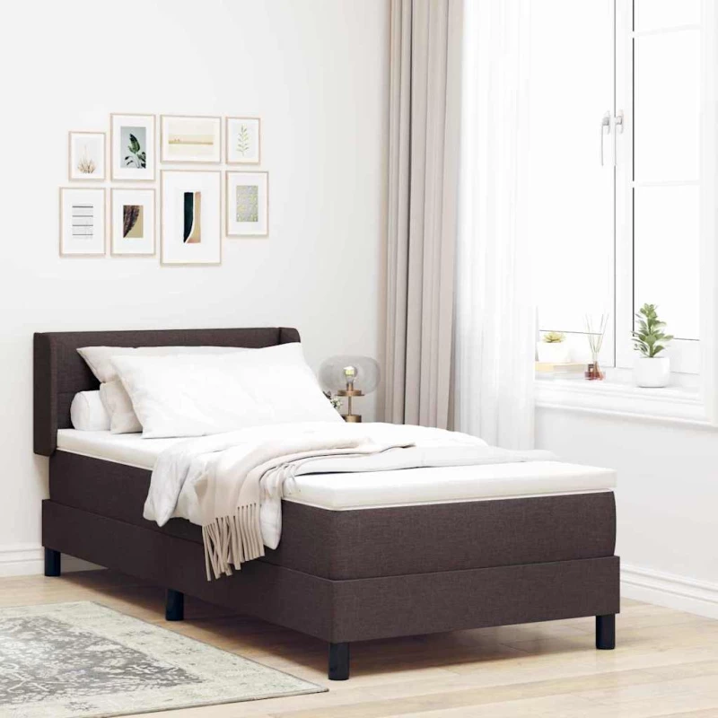 vidaXL Κρεβάτι box spring με στρώμα με στρώμα Σκούρο Καφέ 90 x 200 cm