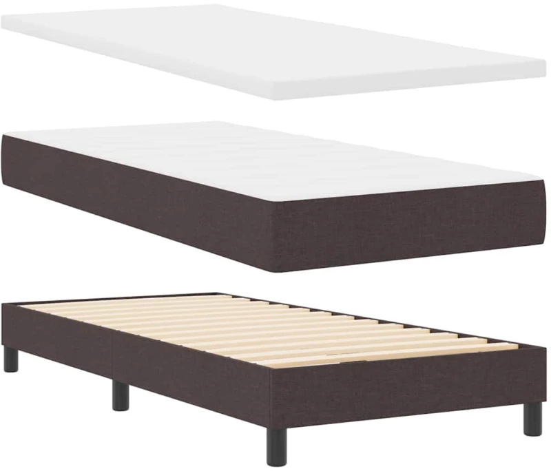 vidaXL Κρεβάτι box spring με στρώμα με στρώμα Σκούρο Καφέ 90 x 200 cm