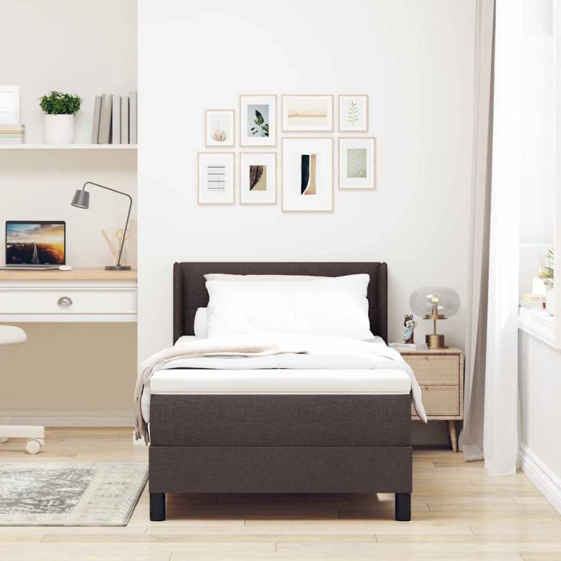 vidaXL Κρεβάτι box spring με στρώμα με στρώμα Σκούρο Καφέ 90 x 200 cm