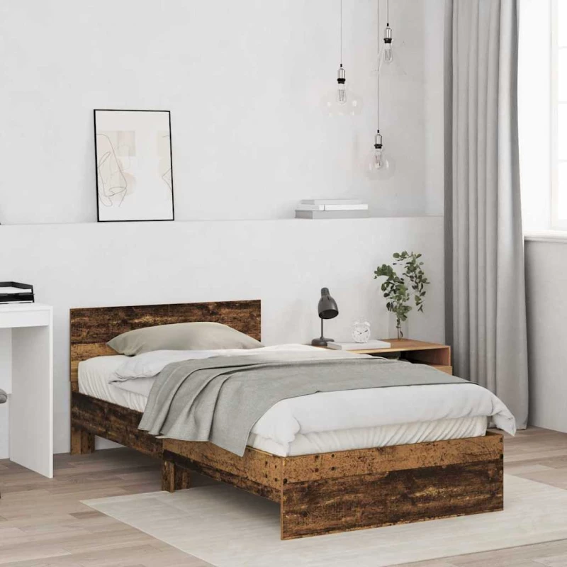 vidaXL Κρεβάτι με Κεφαλάρι Παλιό Ξύλο 100 x 200 cm Επεξεργασμένο ξύλο