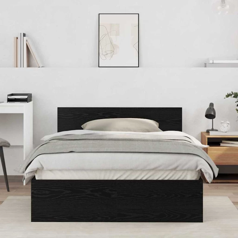 vidaXL Πλαίσιο Κρεβατιού Μαύρη Οξυά 120 x 190 cm Επεξεργασμένο ξύλο