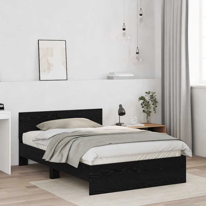 vidaXL Πλαίσιο Κρεβατιού Μαύρη Οξυά 120 x 190 cm Επεξεργασμένο ξύλο