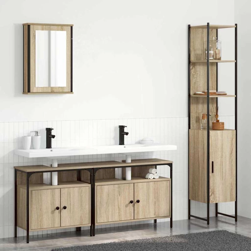 vidaXL Σετ Επίπλων Μπάνιου 4 pcs Sonoma Δρυς 33 x 33 x 185.5 εκ