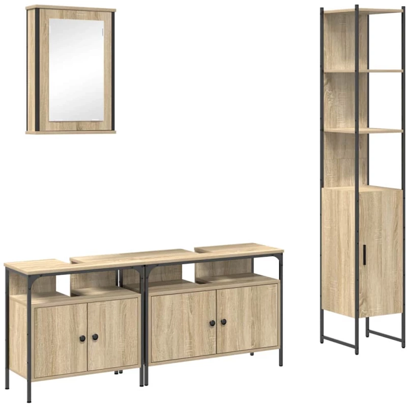 vidaXL Σετ Επίπλων Μπάνιου 4 pcs Sonoma Δρυς 33 x 33 x 185.5 εκ