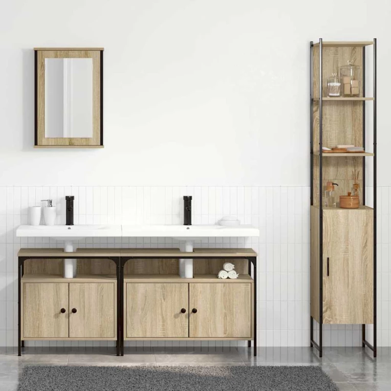 vidaXL Σετ Επίπλων Μπάνιου 4 pcs Sonoma Δρυς 33 x 33 x 185.5 εκ