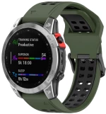 For Garmin Enduro / Coros Vertix 2 26mm Quick Release Double Row Silicone Watch Band(Army Green Black)