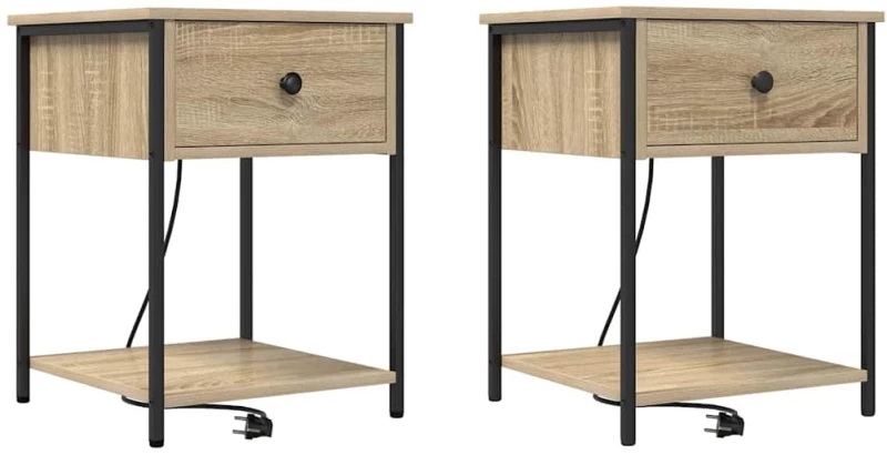 vidaXL Κομοδίνο 2 pcs Sonoma Δρυς 42 x 41 x 56 εκ. Επεξεργασμένο ξύλο