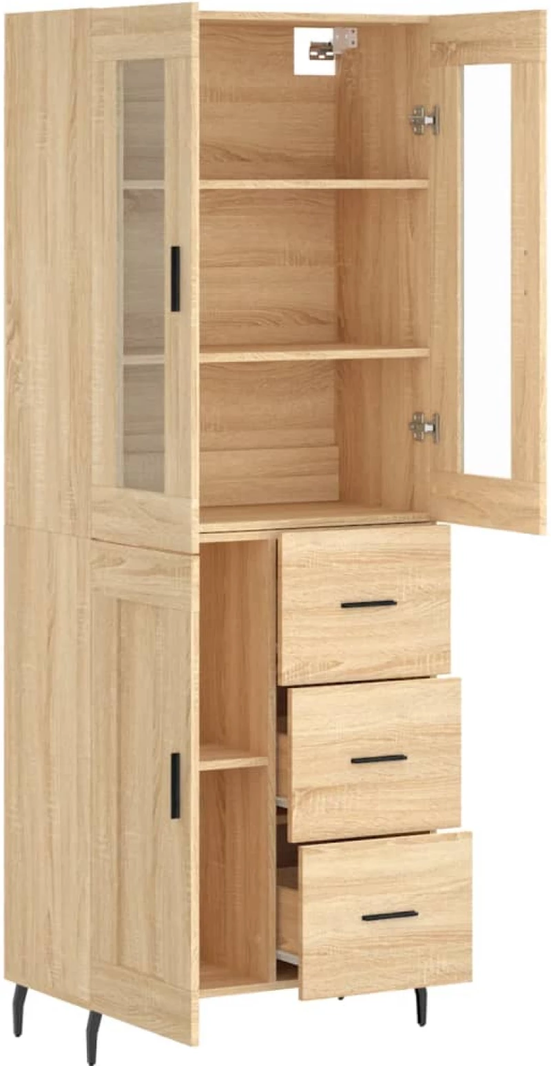 vidaXL Ντουλάπι Sonoma δρυς 69,5 x 34 x 180 εκ. από Επεξεργασμένο Ξύλο