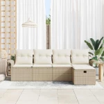 vidaXL Σετ Καναπέ Κήπου με μαξιλάρι 5 pcs Μπεζ Πολυ ράταν