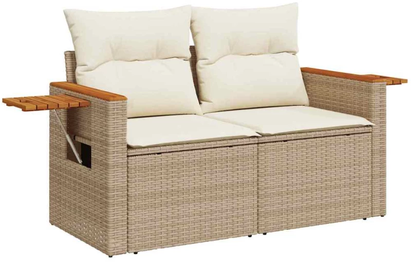 vidaXL Σετ Καναπέ Κήπου με μαξιλάρι 12 pcs Μπεζ Πολυ ράταν