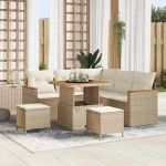vidaXL Σετ Καναπέ Κήπου με μαξιλάρι 8 pcs Μπεζ Πολυ ράταν