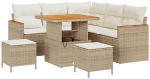 vidaXL Σετ Καναπέ Κήπου με μαξιλάρι 8 pcs Μπεζ Πολυ ράταν