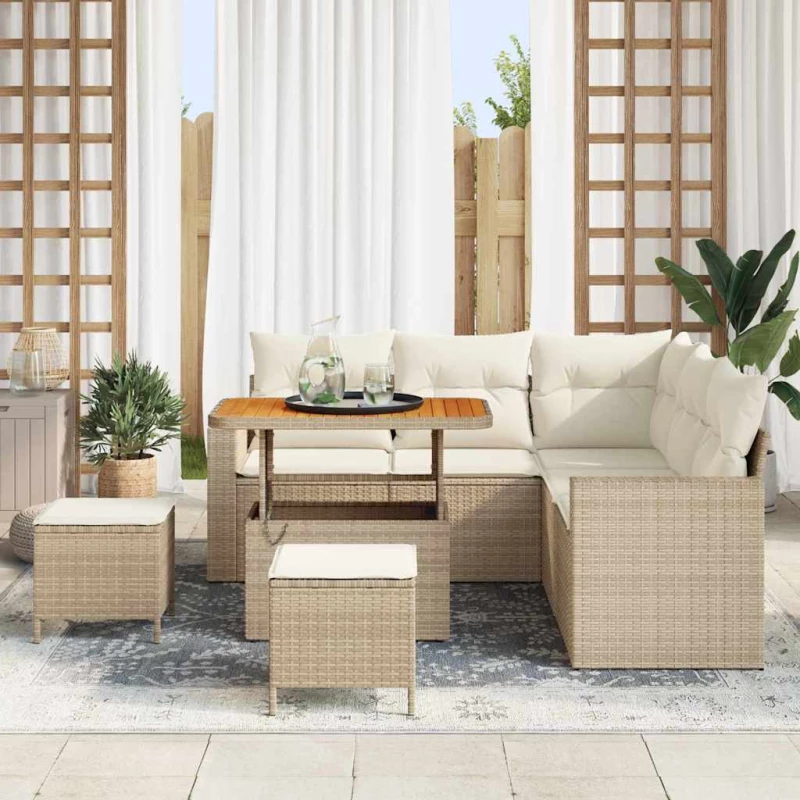 vidaXL Σετ Καναπέ Κήπου 8 pcs μπεζ και κρεμ 90 x 55 x 71 cm