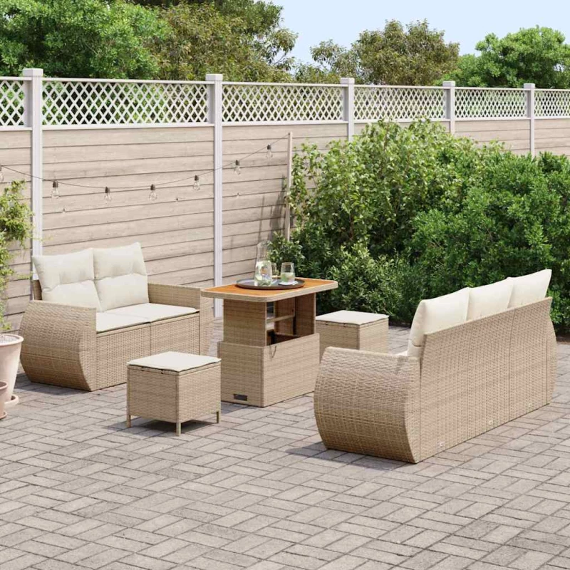 vidaXL Σετ Καναπέ Κήπου 8 pcs μπεζ και κρεμ 90 x 55 x 71 cm