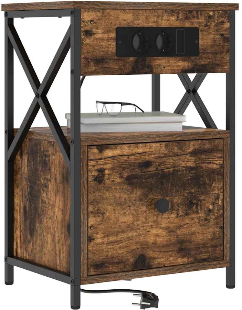 vidaXL Κομοδίνο Καπνιστή δρυς 40 x 31 x 60 εκ. Επεξεργασμένο ξύλο